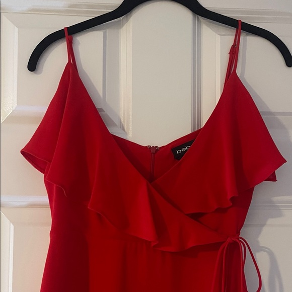 bebe Red Ruffle Mini Dress - Picture 3 of 6